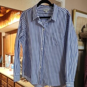 Only Blue and White Striped Button-Down Shirt